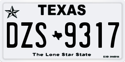 TX license plate DZS9317