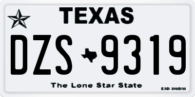 TX license plate DZS9319