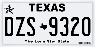 TX license plate DZS9320