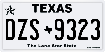 TX license plate DZS9323