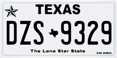 TX license plate DZS9329