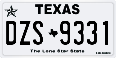 TX license plate DZS9331
