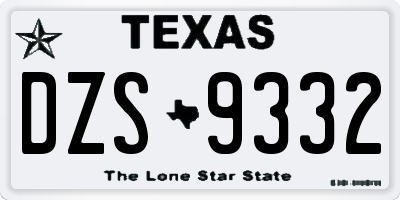 TX license plate DZS9332