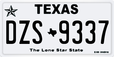 TX license plate DZS9337