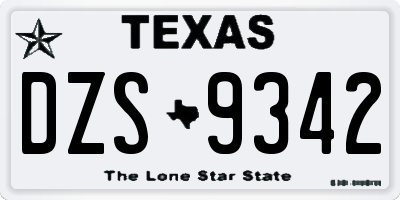 TX license plate DZS9342