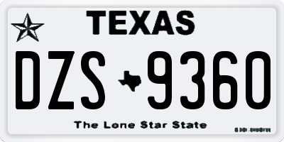 TX license plate DZS9360