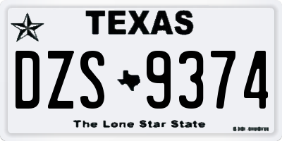 TX license plate DZS9374