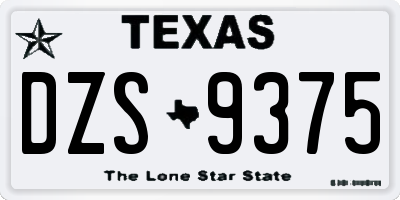 TX license plate DZS9375