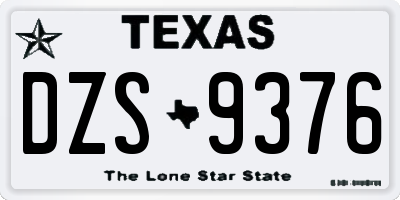 TX license plate DZS9376