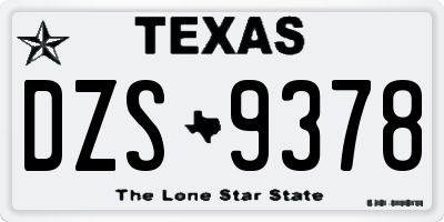 TX license plate DZS9378