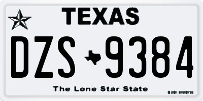 TX license plate DZS9384