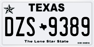 TX license plate DZS9389