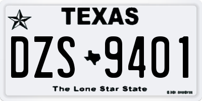 TX license plate DZS9401