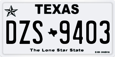 TX license plate DZS9403