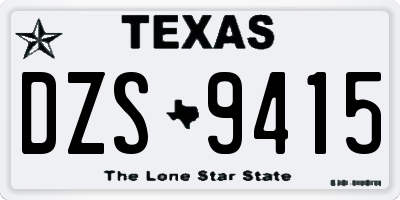 TX license plate DZS9415