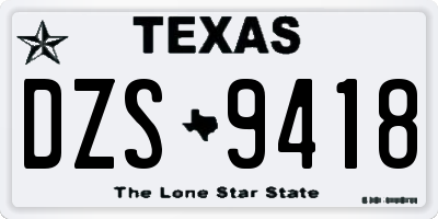 TX license plate DZS9418