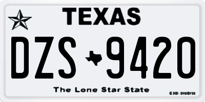 TX license plate DZS9420