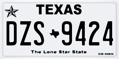 TX license plate DZS9424