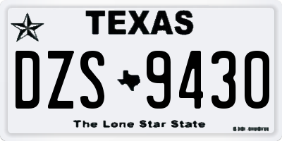 TX license plate DZS9430