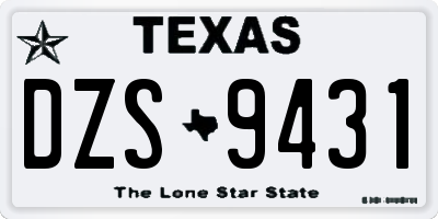 TX license plate DZS9431