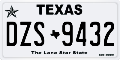 TX license plate DZS9432