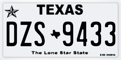 TX license plate DZS9433