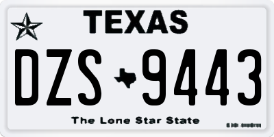 TX license plate DZS9443