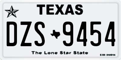 TX license plate DZS9454