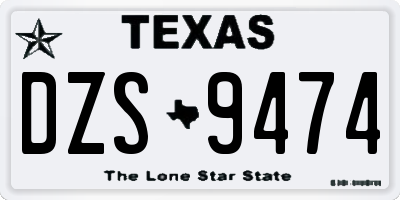 TX license plate DZS9474