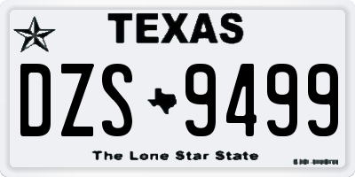 TX license plate DZS9499