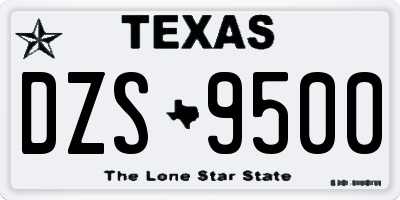 TX license plate DZS9500
