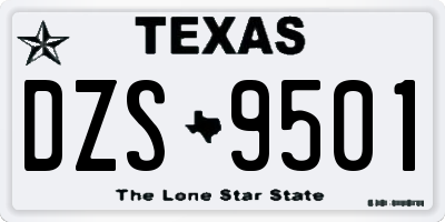 TX license plate DZS9501