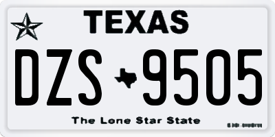 TX license plate DZS9505