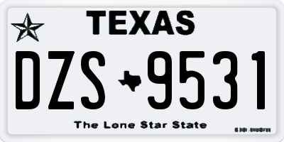 TX license plate DZS9531