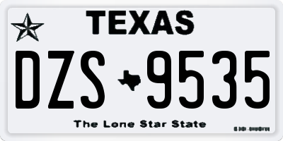 TX license plate DZS9535