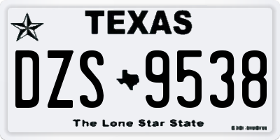 TX license plate DZS9538