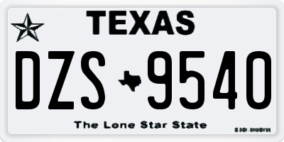 TX license plate DZS9540