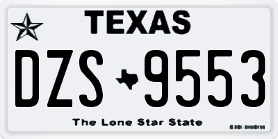 TX license plate DZS9553