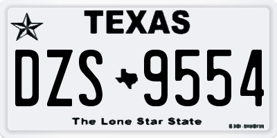 TX license plate DZS9554