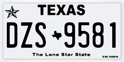 TX license plate DZS9581
