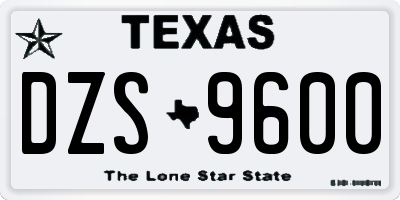 TX license plate DZS9600