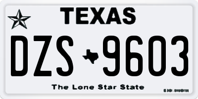 TX license plate DZS9603