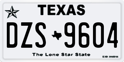 TX license plate DZS9604