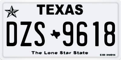 TX license plate DZS9618