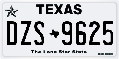 TX license plate DZS9625