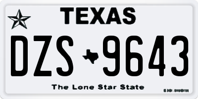 TX license plate DZS9643