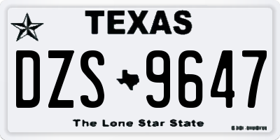 TX license plate DZS9647