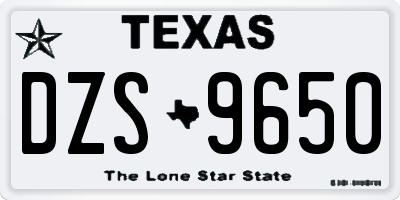 TX license plate DZS9650