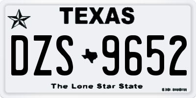 TX license plate DZS9652