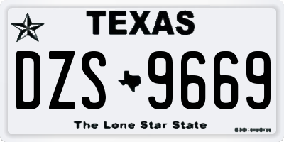 TX license plate DZS9669
